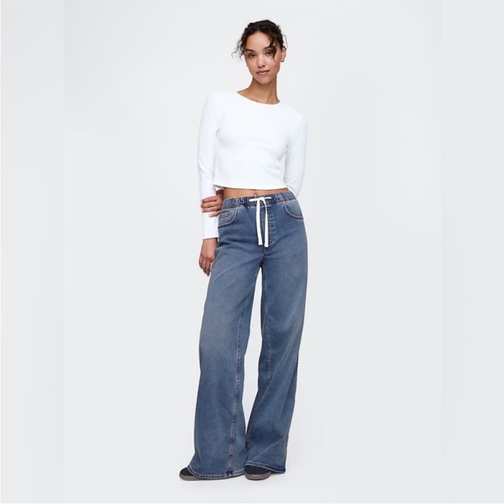 NEW! GAP Medium Indigo Mid Rise Knit Easy Baggy Jeans - Small 🖤 734203